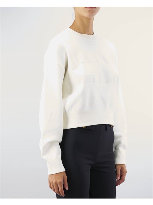 Viscose cropped sweatshirt with logo embroidery Elisabetta Franchi ELISABETTA FRANCHI | Sweater | MK76Q46E2360